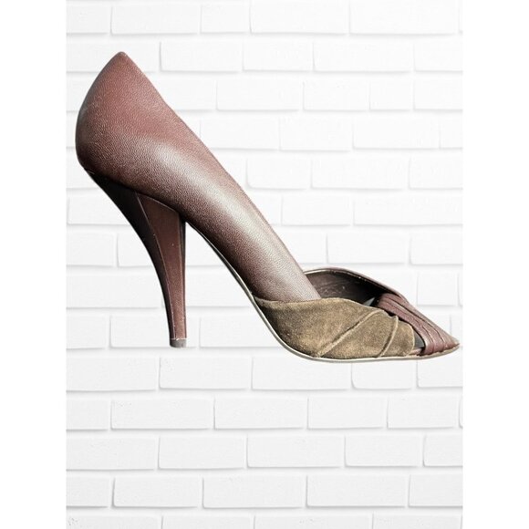 Steve Madden Women's Size 8 Destiny Heel Brown Leather Open Toe Twist Front - Picture 13 of 15